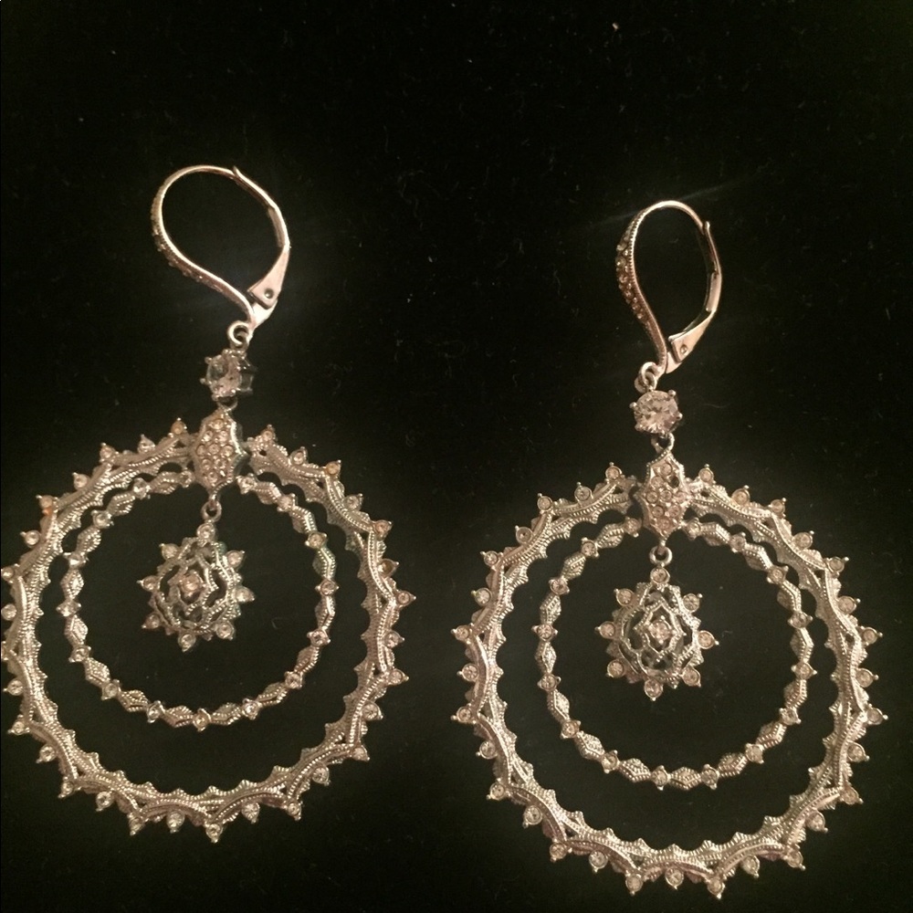 Silver plated with CZs stunning pierced earrings